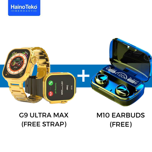 G9 Ultra Max Golden Edition Smart Watch + FREE M10 EARBUDS (FREE)